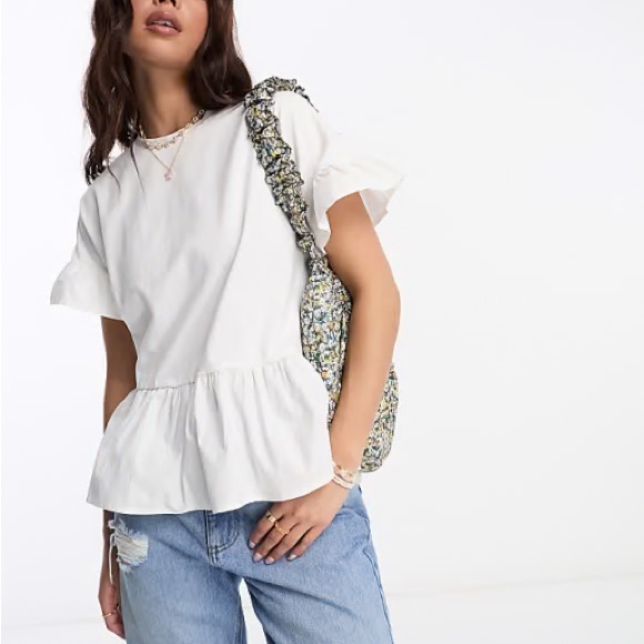 In The Style Tops - NWT In The Style x Jac Jossa White Poplin Frill T-Shirt